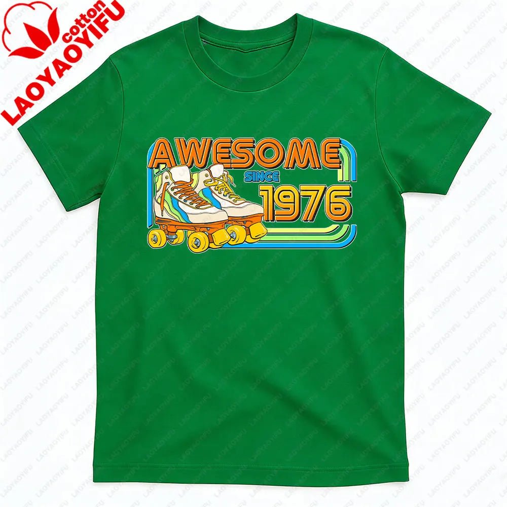 AWESOME SINCE 1976 Men Cotton TShirt Tops Made in 1976 All Original Parts Birthday 1976 Limited Edition T-Shirt Male Collar Tee-AMAZON FACTORY