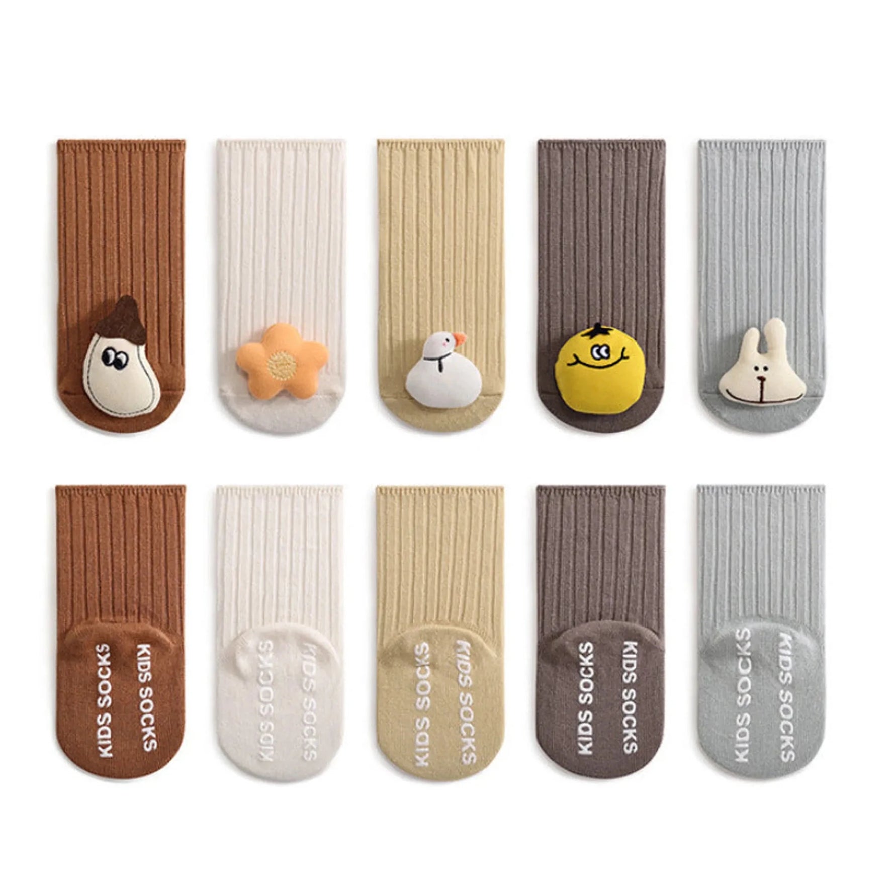 Baby Unisex Breathable Comfy Cartoon Animal Doll Socks Non-Slip Set-AMAZON FACTORY