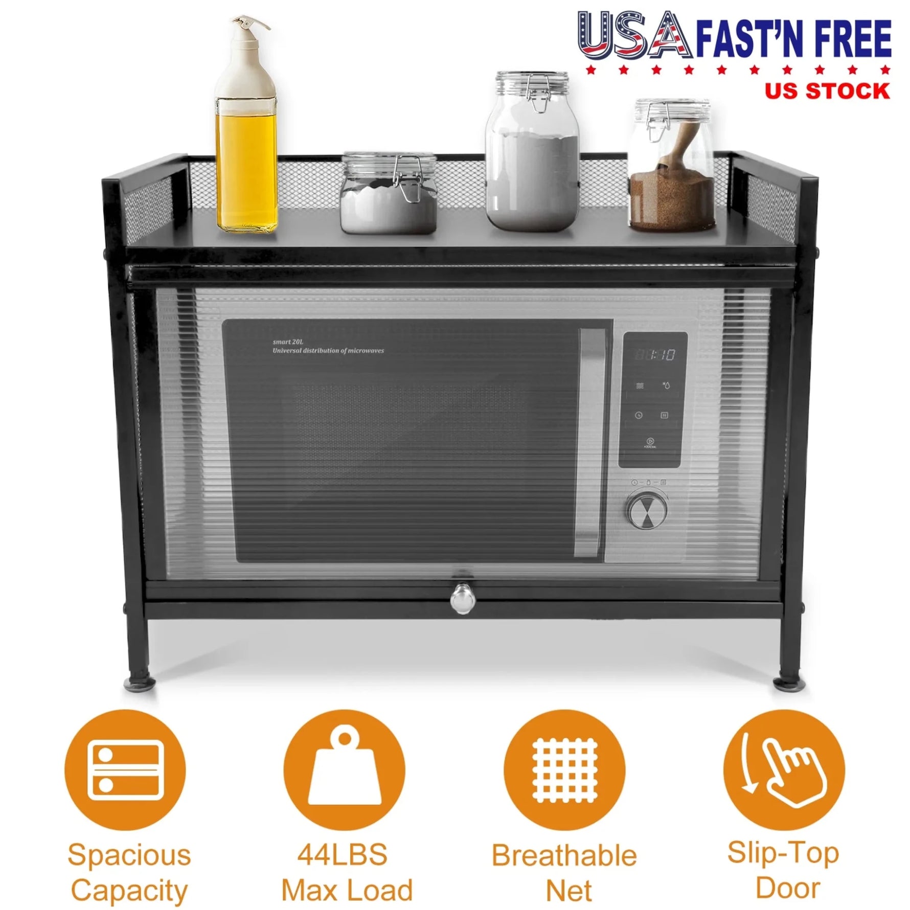 Bakers Rack Carbon Steel Kitchen Storage Cabinets Microwave Stand-AMAZON FACTORY
