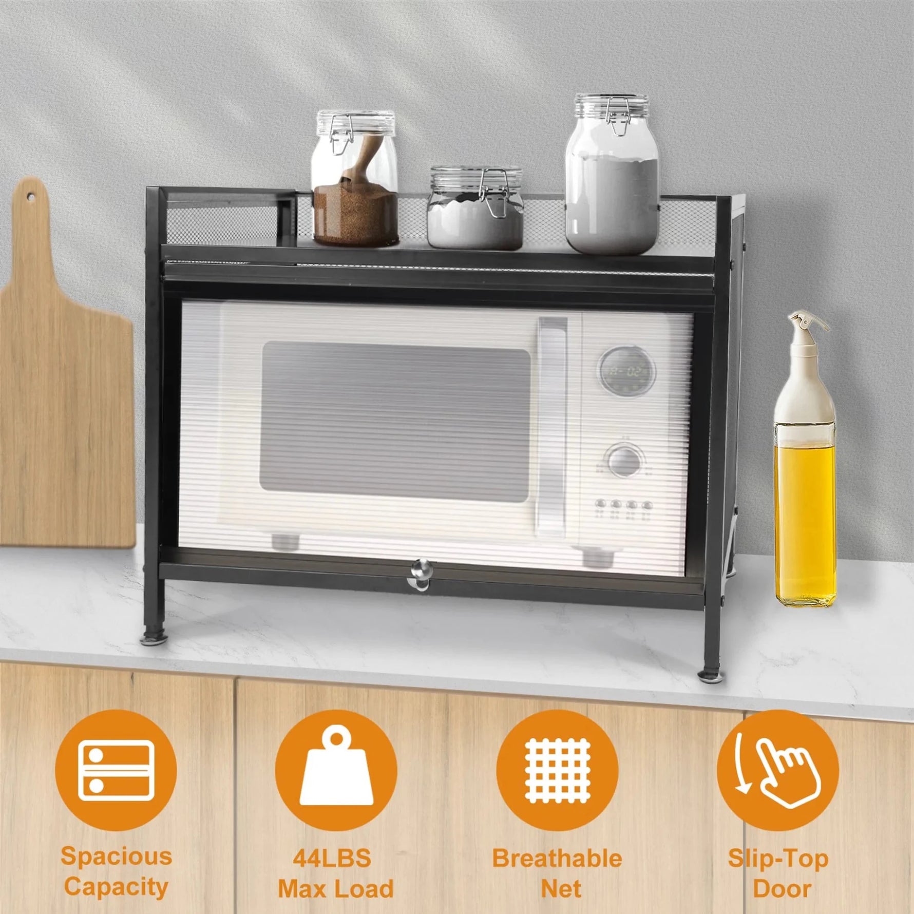 Bakers Rack Carbon Steel Kitchen Storage Cabinets Microwave Stand-AMAZON FACTORY