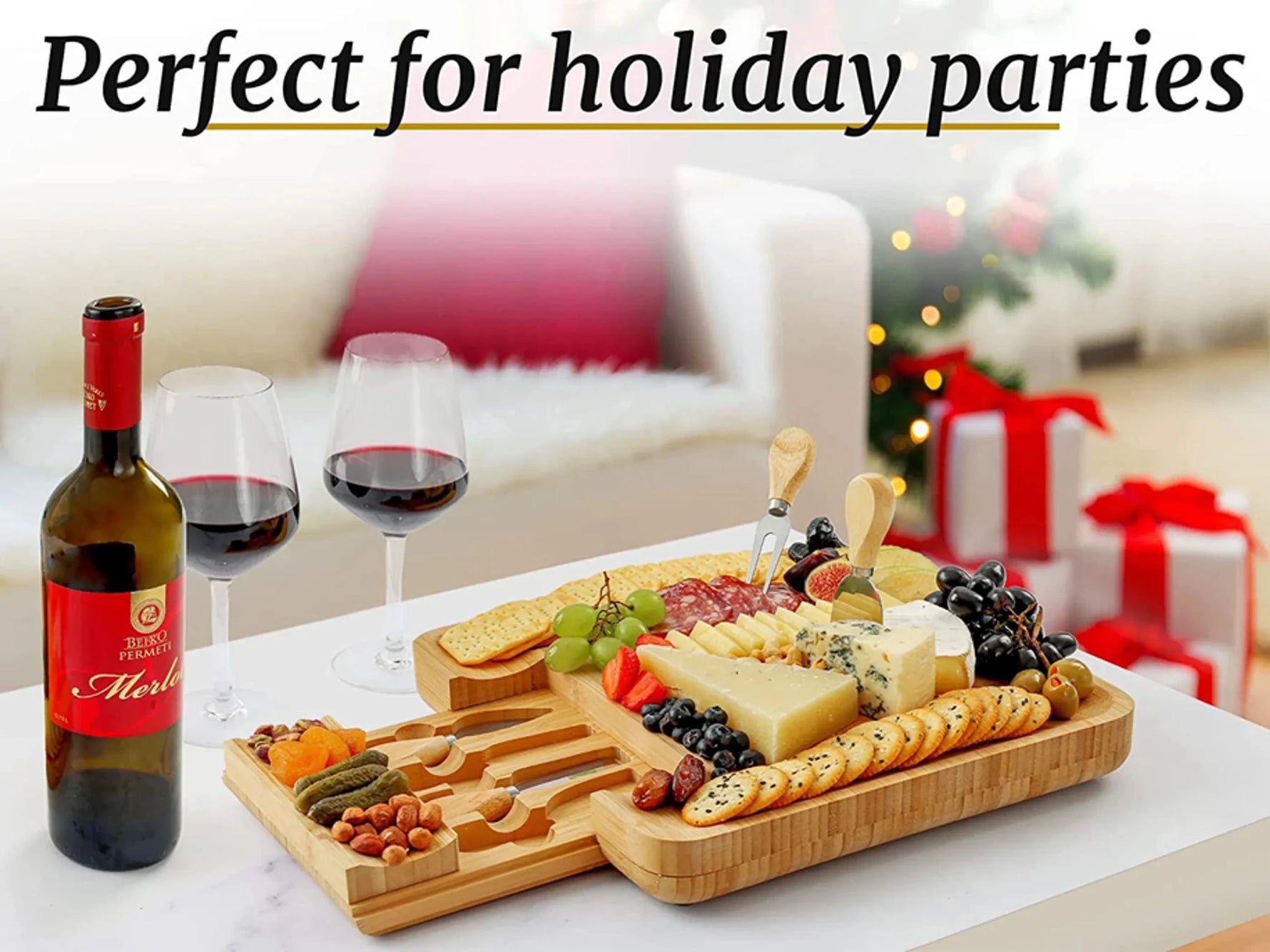 Bamboo Cheese Board Set-AMAZON FACTORY