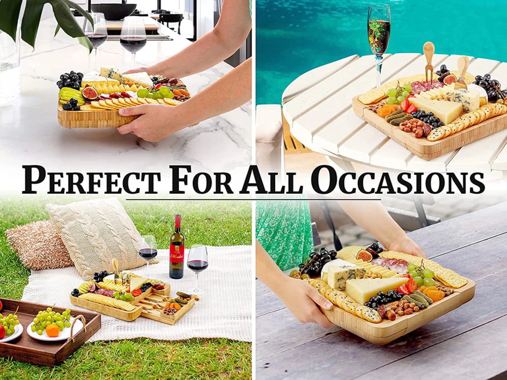Bamboo Cheese Board Set-AMAZON FACTORY