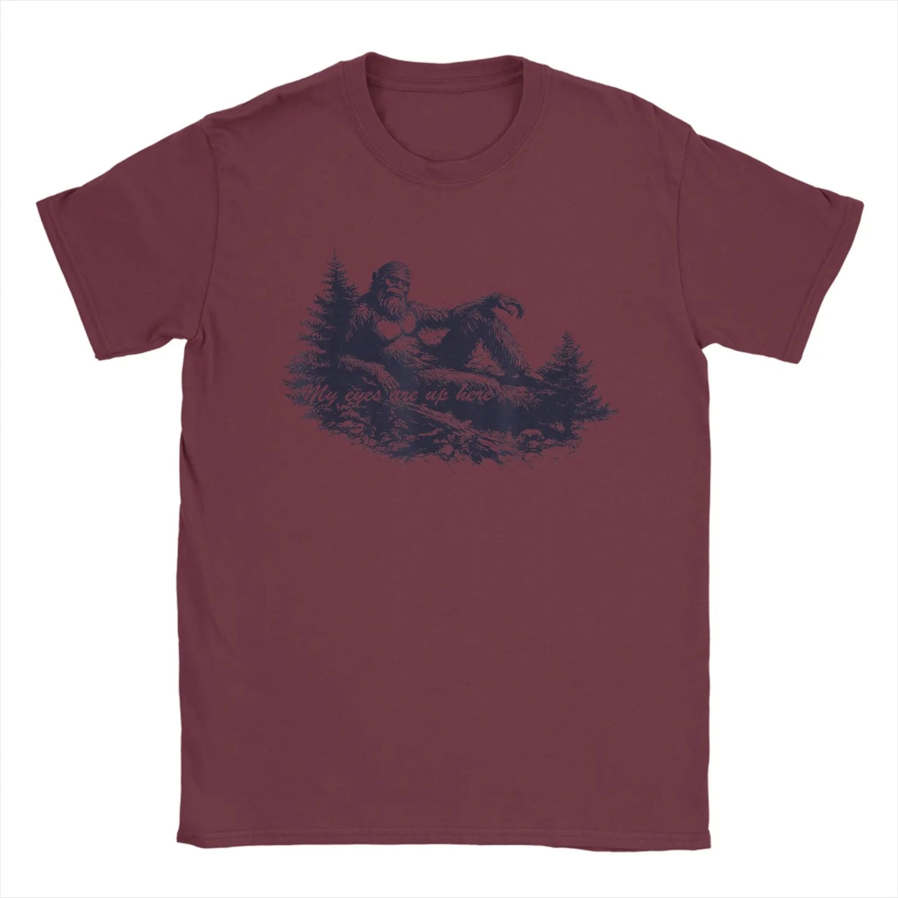 Bigfoot-s Deep Thoughts My Eyes are Up Here Men's T Shirts Funny Tees Short Sleeve Crewneck T-Shirt Cotton Printing Clothing-AMAZON FACTORY