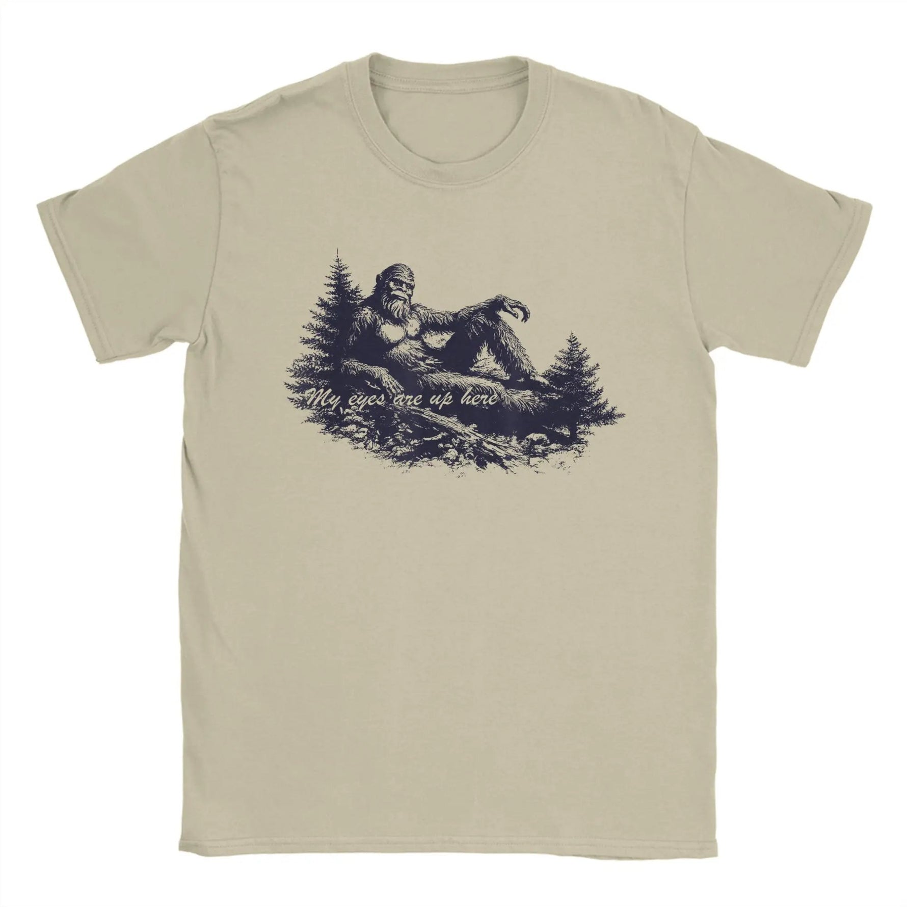 Bigfoot-s Deep Thoughts My Eyes are Up Here Men's T Shirts Funny Tees Short Sleeve Crewneck T-Shirt Cotton Printing Clothing-AMAZON FACTORY