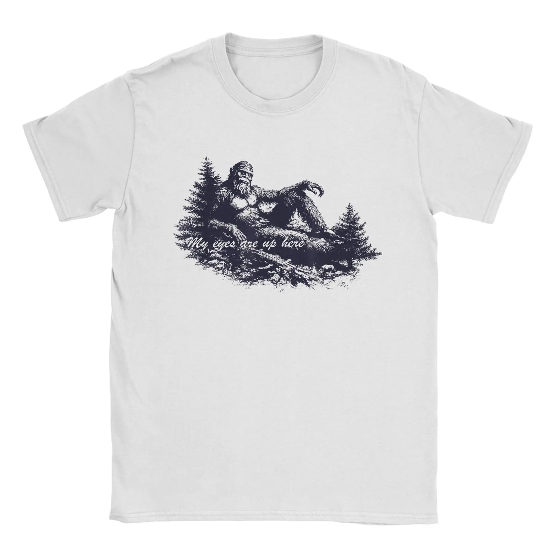 Bigfoot-s Deep Thoughts My Eyes are Up Here Men's T Shirts Funny Tees Short Sleeve Crewneck T-Shirt Cotton Printing Clothing-AMAZON FACTORY