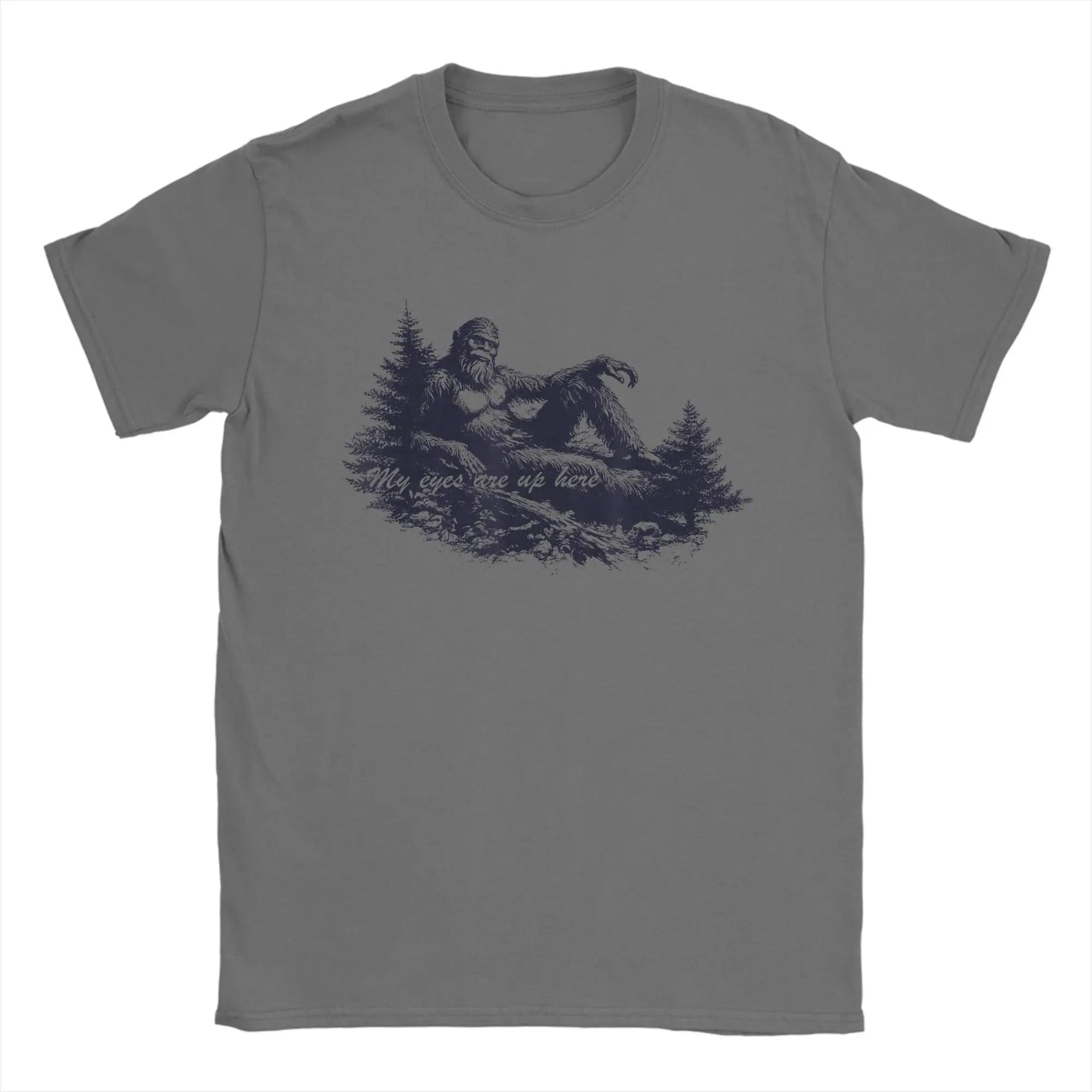 Bigfoot-s Deep Thoughts My Eyes are Up Here Men's T Shirts Funny Tees Short Sleeve Crewneck T-Shirt Cotton Printing Clothing-AMAZON FACTORY
