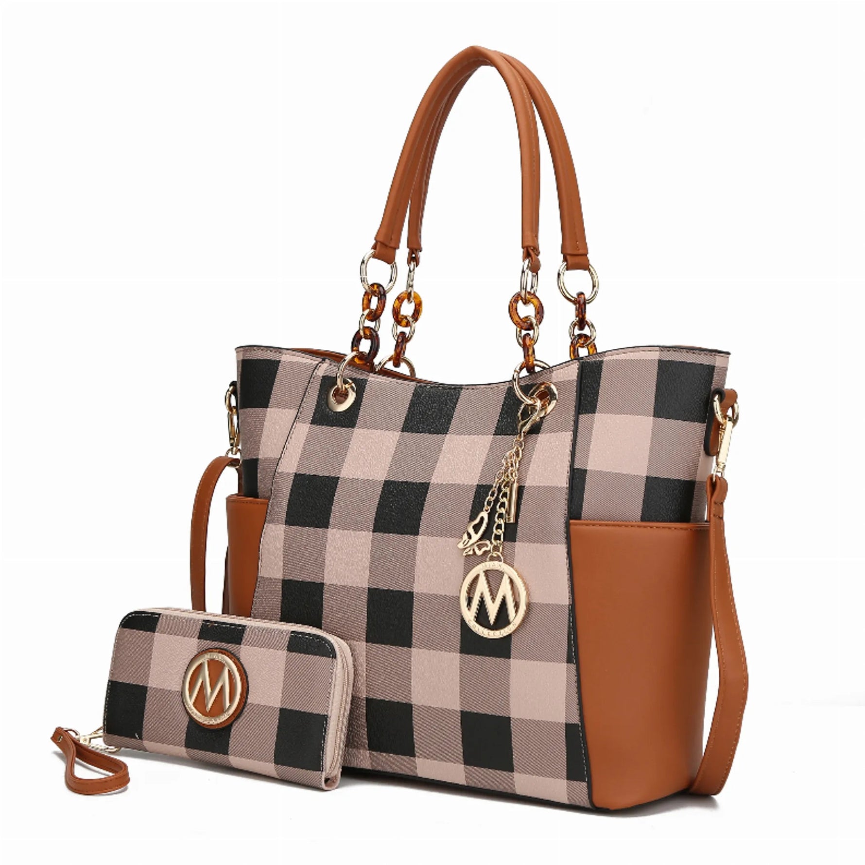 Bonita Checker Tote Bag & Wallet - AMAZON FACTORY