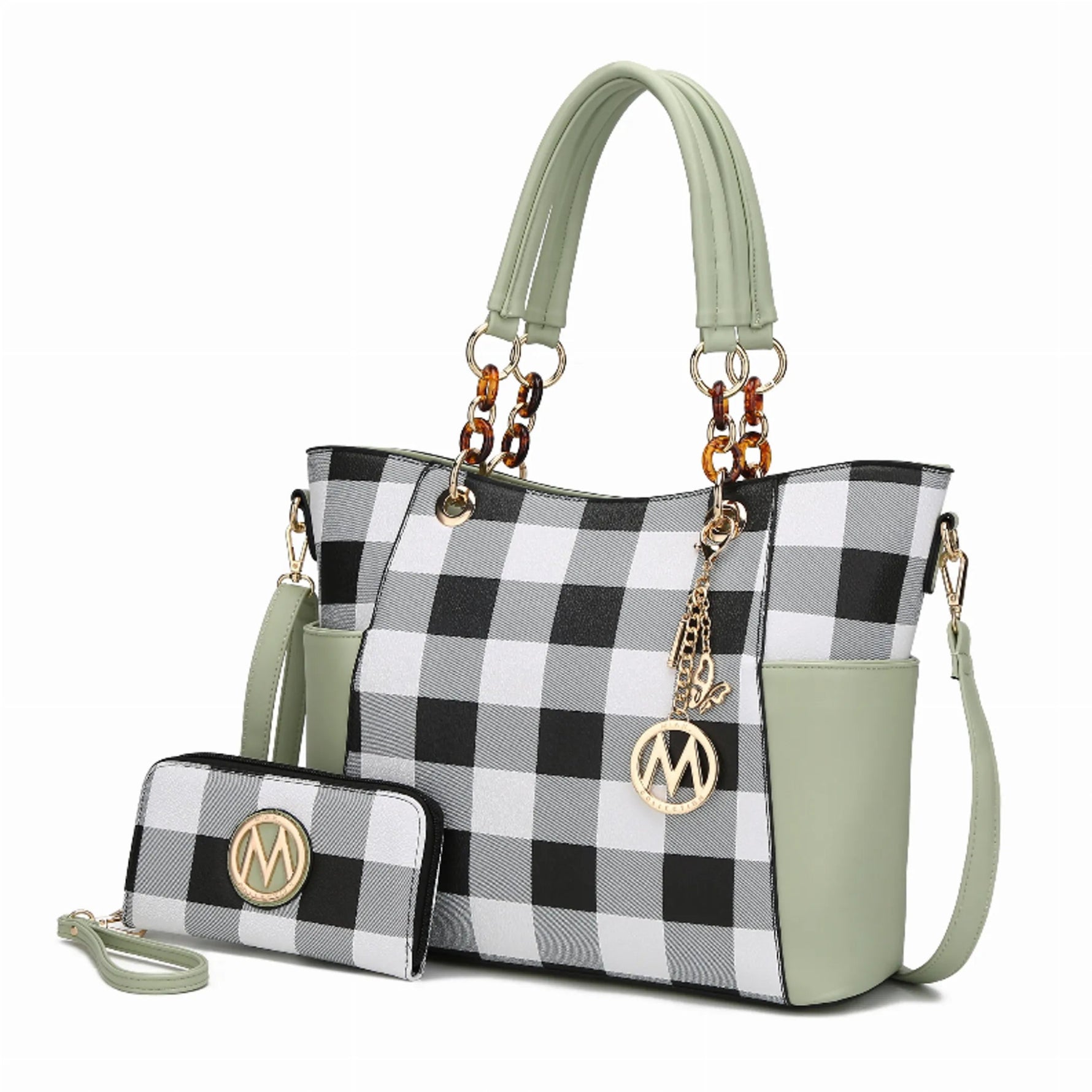Bonita Checker Tote Bag & Wallet - AMAZON FACTORY