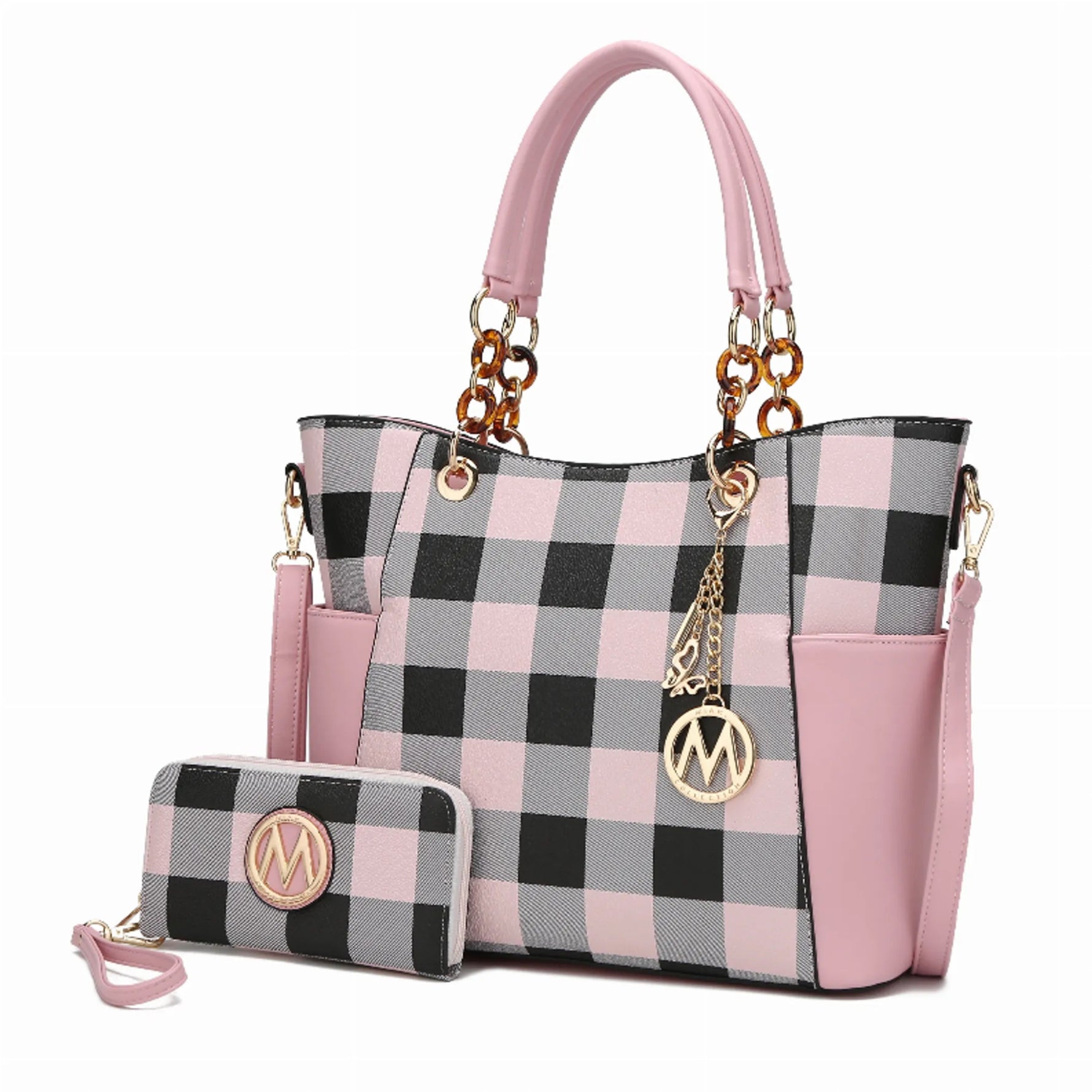 Bonita Checker Tote Bag & Wallet - AMAZON FACTORY