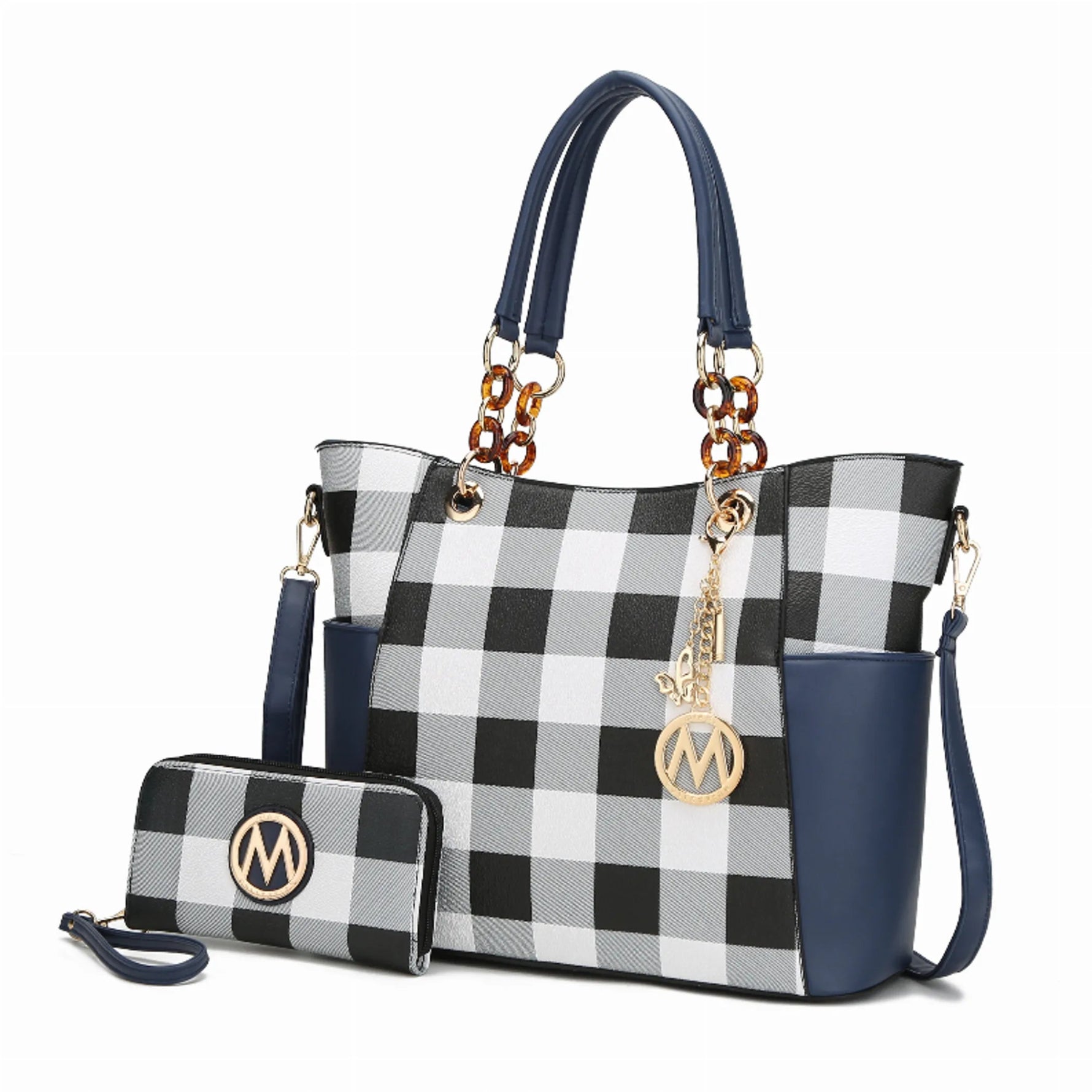Bonita Checker Tote Bag & Wallet - AMAZON FACTORY
