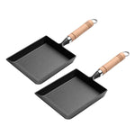 Cast Iron Tamagoyaki Japanese Omelette Egg Frying Skillet Fry Pan Wooden Handle-AMAZON FACTORY