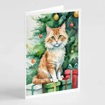 Cat By Christmas Tree Greeting Cards - Size: 5X7 | Pack Of: 8 | Collection name: Cat by christmas tree-AMAZON FACTORY