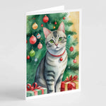 Cat By Christmas Tree Greeting Cards - Size: 5X7 | Pack Of: 8 | Collection name: Cat by christmas tree-AMAZON FACTORY