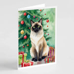 Cat By Christmas Tree Greeting Cards - Size: 5X7 | Pack Of: 8 | Collection name: Cat by christmas tree-AMAZON FACTORY