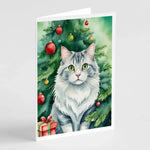 Cat By Christmas Tree Greeting Cards - Size: 5X7 | Pack Of: 8 | Collection name: Cat by christmas tree-AMAZON FACTORY