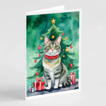 Cat By Christmas Tree Greeting Cards - Size: 5X7 | Pack Of: 8 | Collection name: Cat by christmas tree-AMAZON FACTORY