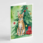 Cat By Christmas Tree Greeting Cards - Size: 5X7 | Pack Of: 8 | Collection name: Cat by christmas tree-AMAZON FACTORY
