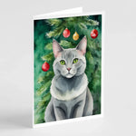 Cat By Christmas Tree Greeting Cards - Size: 5X7 | Pack Of: 8 | Collection name: Cat by christmas tree-AMAZON FACTORY