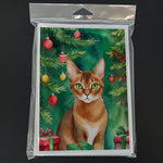 Cat By Christmas Tree Greeting Cards - Size: 5X7 | Pack Of: 8 | Collection name: Cat by christmas tree-AMAZON FACTORY