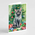 Cat By Christmas Tree Greeting Cards - Size: 5X7 | Pack Of: 8 | Collection name: Cat by christmas tree-AMAZON FACTORY