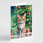 Cat By Christmas Tree Greeting Cards - Size: 5X7 | Pack Of: 8 | Collection name: Cat by christmas tree-AMAZON FACTORY