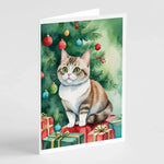 Cat By Christmas Tree Greeting Cards - Size: 5X7 | Pack Of: 8 | Collection name: Cat by christmas tree-AMAZON FACTORY