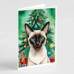 Cat By Christmas Tree Greeting Cards - Size: 5X7 | Pack Of: 8 | Collection name: Cat by christmas tree-AMAZON FACTORY