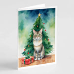 Cat By Christmas Tree Greeting Cards - Size: 5X7 | Pack Of: 8 | Collection name: Cat by christmas tree-AMAZON FACTORY