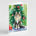 Cat By Christmas Tree Greeting Cards - Size: 5X7 | Pack Of: 8 | Collection name: Cat by christmas tree-AMAZON FACTORY