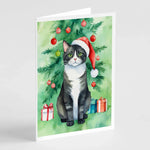 Cat By Christmas Tree Greeting Cards - Size: 5X7 | Pack Of: 8 | Collection name: Cat by christmas tree-AMAZON FACTORY