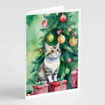 Cat By Christmas Tree Greeting Cards - Size: 5X7 | Pack Of: 8 | Collection name: Cat by christmas tree-AMAZON FACTORY