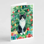 Cat By Christmas Tree Greeting Cards - Size: 5X7 | Pack Of: 8 | Collection name: Cat by christmas tree-AMAZON FACTORY