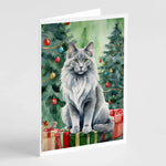 Cat By Christmas Tree Greeting Cards - Size: 5X7 | Pack Of: 8 | Collection name: Cat by christmas tree-AMAZON FACTORY