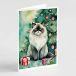 Cat By Christmas Tree Greeting Cards - Size: 5X7 | Pack Of: 8 | Collection name: Cat by christmas tree-AMAZON FACTORY