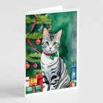 Cat By Christmas Tree Greeting Cards - Size: 5X7 | Pack Of: 8 | Collection name: Cat by christmas tree-AMAZON FACTORY