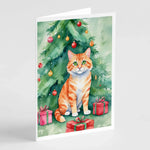 Cat By Christmas Tree Greeting Cards - Size: 5X7 | Pack Of: 8 | Collection name: Cat by christmas tree-AMAZON FACTORY