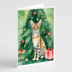 Cat By Christmas Tree Greeting Cards - Size: 5X7 | Pack Of: 8 | Collection name: Cat by christmas tree-AMAZON FACTORY