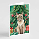 Cat By Christmas Tree Greeting Cards - Size: 5X7 | Pack Of: 8 | Collection name: Cat by christmas tree-AMAZON FACTORY