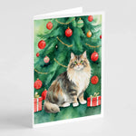 Cat By Christmas Tree Greeting Cards - Size: 5X7 | Pack Of: 8 | Collection name: Cat by christmas tree-AMAZON FACTORY