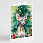 Cat By Christmas Tree Greeting Cards - Size: 5X7 | Pack Of: 8 | Collection name: Cat by christmas tree-AMAZON FACTORY