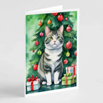 Cat By Christmas Tree Greeting Cards - Size: 5X7 | Pack Of: 8 | Collection name: Cat by christmas tree-AMAZON FACTORY