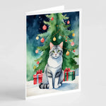 Cat By Christmas Tree Greeting Cards - Size: 5X7 | Pack Of: 8 | Collection name: Cat by christmas tree-AMAZON FACTORY