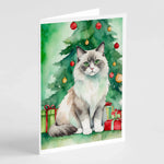 Cat By Christmas Tree Greeting Cards - Size: 5X7 | Pack Of: 8 | Collection name: Cat by christmas tree-AMAZON FACTORY