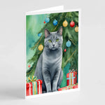 Cat By Christmas Tree Greeting Cards - Size: 5X7 | Pack Of: 8 | Collection name: Cat by christmas tree-AMAZON FACTORY