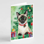 Cat By Christmas Tree Greeting Cards - Size: 5X7 | Pack Of: 8 | Collection name: Cat by christmas tree-AMAZON FACTORY