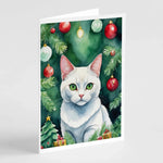 Cat By Christmas Tree Greeting Cards - Size: 5X7 | Pack Of: 8 | Collection name: Cat by christmas tree-AMAZON FACTORY