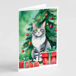 Cat By Christmas Tree Greeting Cards - Size: 5X7 | Pack Of: 8 | Collection name: Cat by christmas tree-AMAZON FACTORY