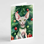 Cat By Christmas Tree Greeting Cards - Size: 5X7 | Pack Of: 8 | Collection name: Cat by christmas tree-AMAZON FACTORY