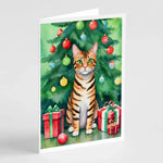 Cat By Christmas Tree Greeting Cards - Size: 5X7 | Pack Of: 8 | Collection name: Cat by christmas tree-AMAZON FACTORY