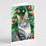 Cat By Christmas Tree Greeting Cards - Size: 5X7 | Pack Of: 8 | Collection name: Cat by christmas tree-AMAZON FACTORY